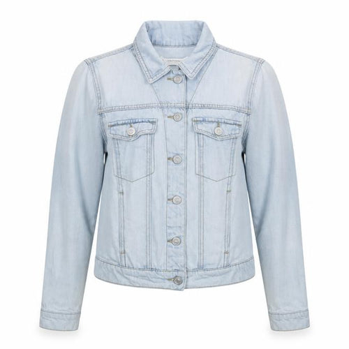Mango Women Blue XS Denim Basic Jacket Buttoned Cotton