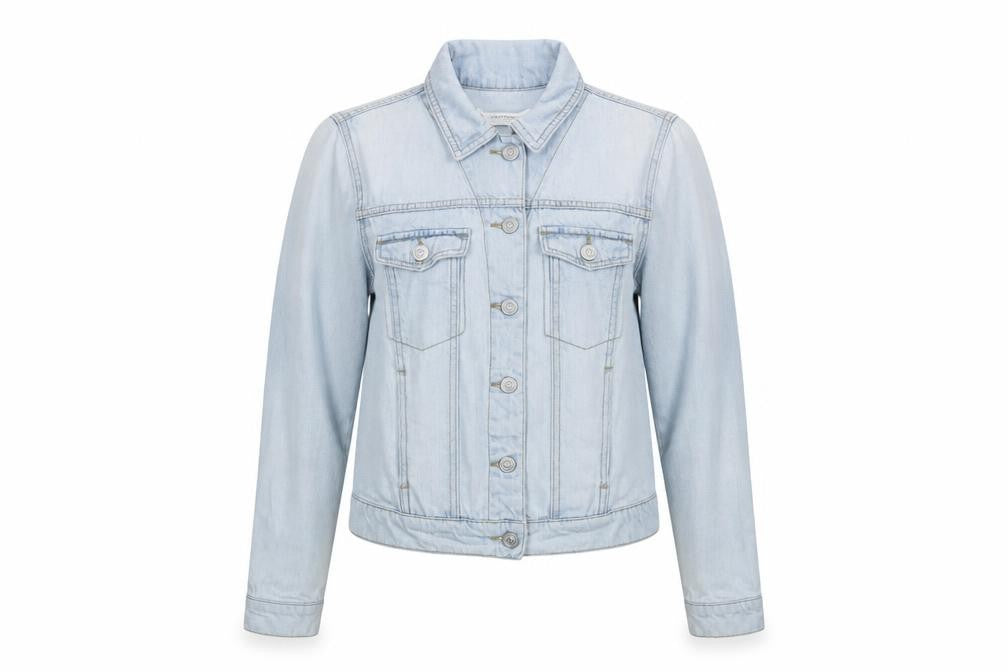 Mango Women Blue XS Denim Basic Jacket Buttoned Cotton