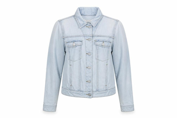 Mango Women Blue XS Denim Basic Jacket Buttoned Cotton