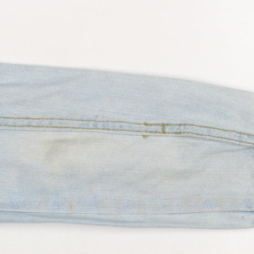 Mango Women Blue XS Denim Basic Jacket Buttoned Cotton