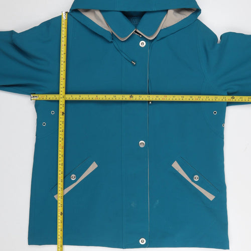Finesse Women’s Blue Hooded Rain Coat Jacket Size 16