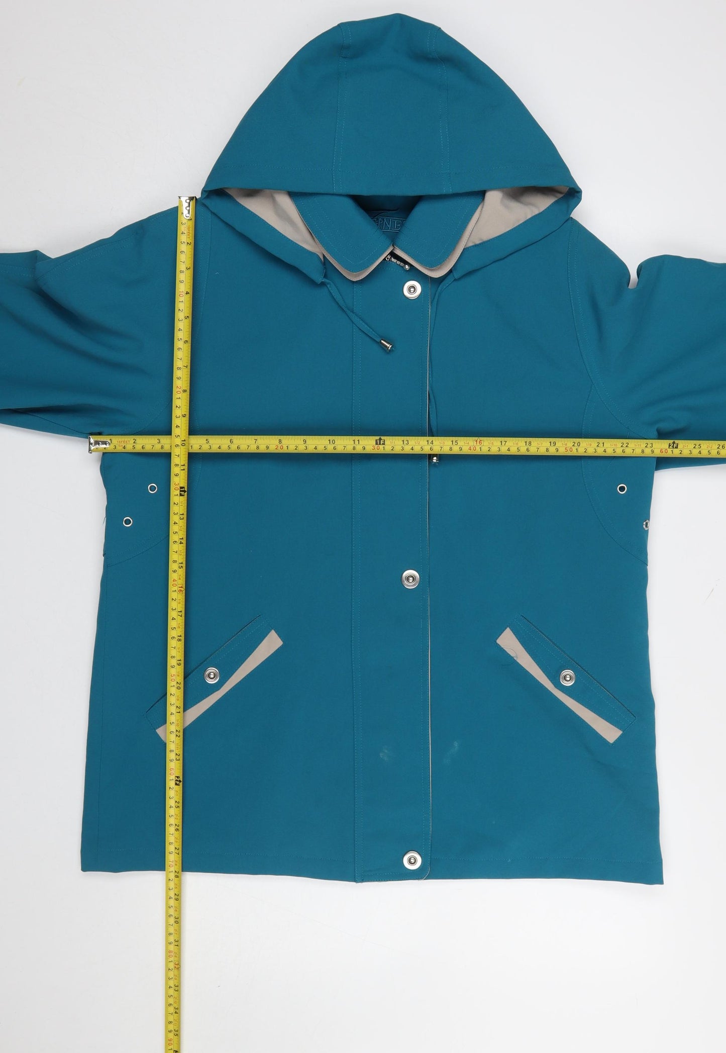 Finesse Women’s Blue Hooded Rain Coat Jacket Size 16