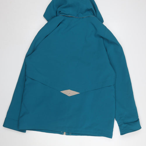 Finesse Women’s Blue Hooded Rain Coat Jacket Size 16