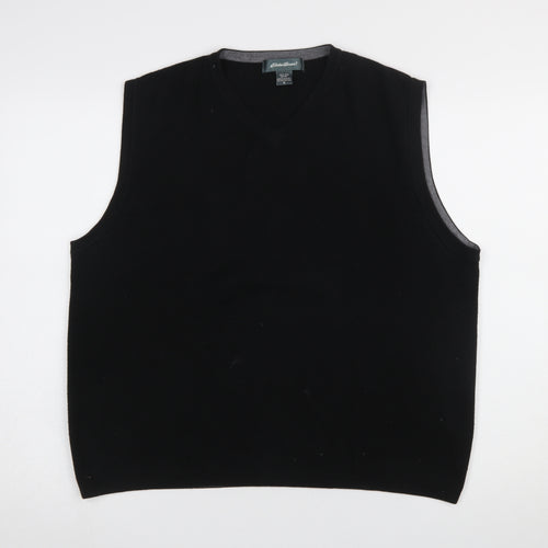 Eddie Bauer Men's Black Cotton Knit V-Neck Sleeveless Vest Size M
