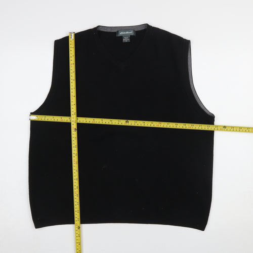 Eddie Bauer Men's Black Cotton Knit V-Neck Sleeveless Vest Size M