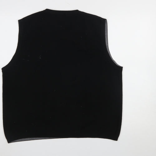 Eddie Bauer Men's Black Cotton Knit V-Neck Sleeveless Vest Size M