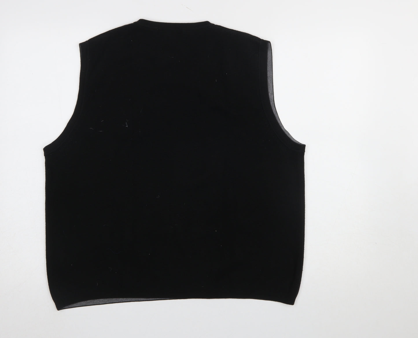 Eddie Bauer Men's Black Cotton Knit V-Neck Sleeveless Vest Size M