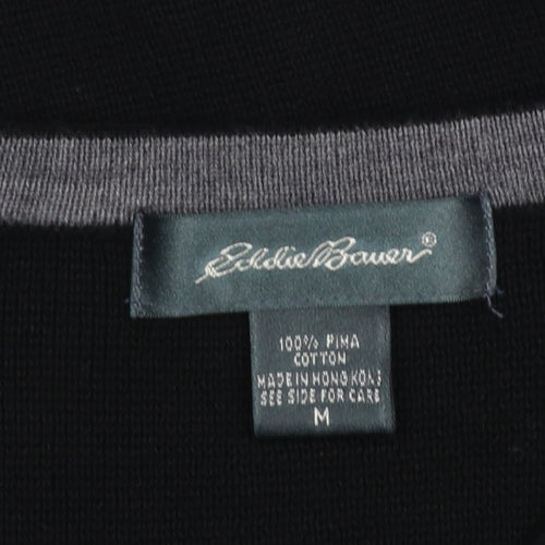 Eddie Bauer Men's Black Cotton Knit V-Neck Sleeveless Vest Size M