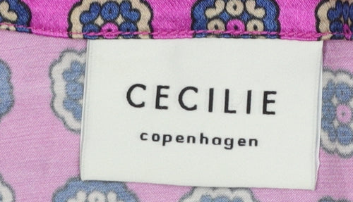 Cecilie Copenhagen Women's Pink Geometric Wrap Midi Dress Size S