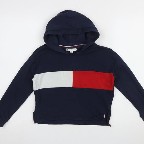 Tommy Hilfiger Boys Navy Blue Cotton Pullover Hoodie Size 10 (140cm)