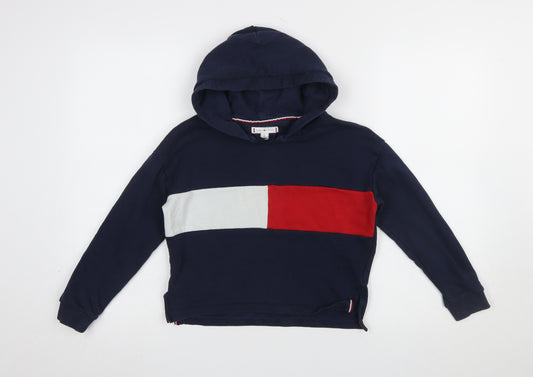 Tommy Hilfiger Boys Navy Blue Cotton Pullover Hoodie Size 10 (140cm)