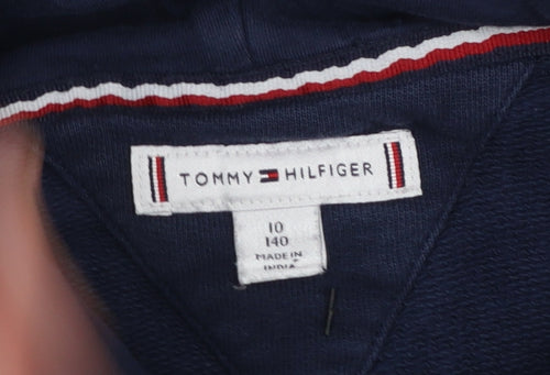 Tommy Hilfiger Boys Navy Blue Cotton Pullover Hoodie Size 10 (140cm)