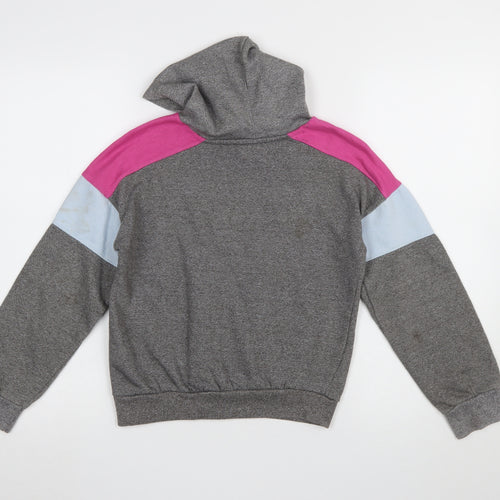 Reebok Girls Grey Colourblock Logo Pullover Hoodie 13-14 Years