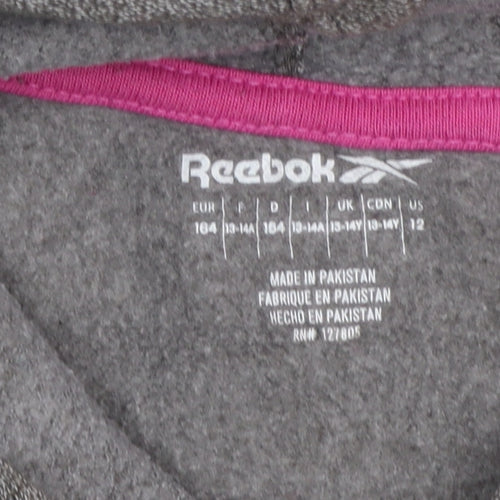 Reebok Girls Grey Colourblock Logo Pullover Hoodie 13-14 Years