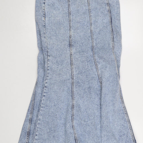 Savida Women's Blue Denim Flared Midi Skirt Size 10