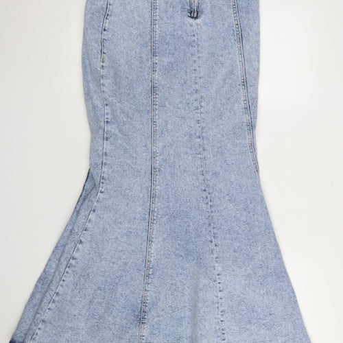 Savida Women's Blue Denim Flared Midi Skirt Size 10