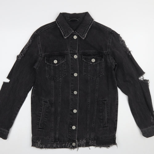 BDG Womens Black Distressed Denim Jacket XS Grunge Style