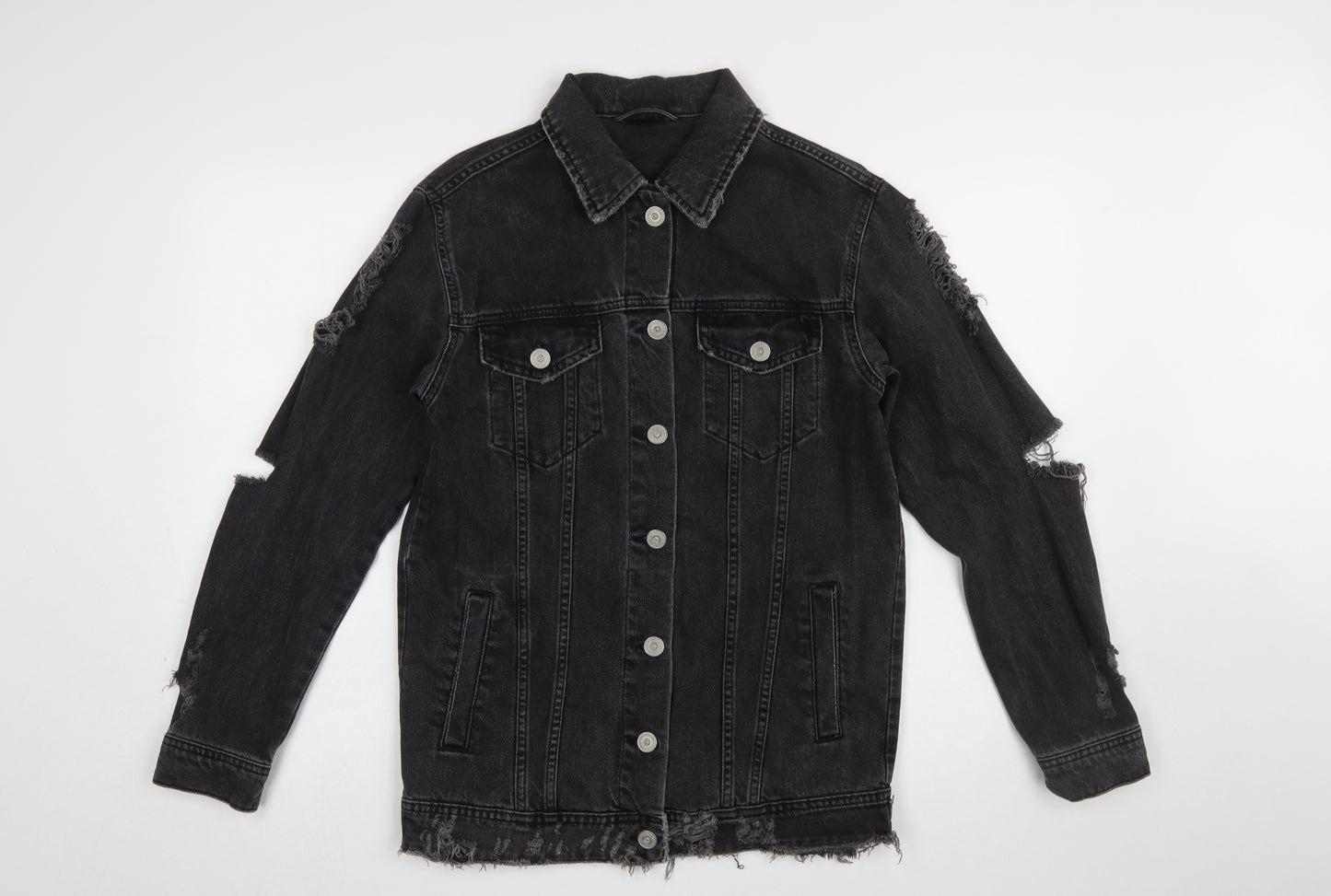 BDG Womens Black Distressed Denim Jacket XS Grunge Style