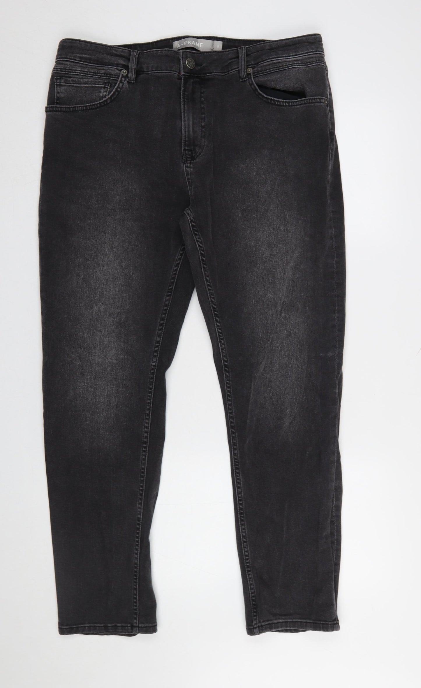 A-FRAME Men's Black Slim Fit Denim Jeans 38S