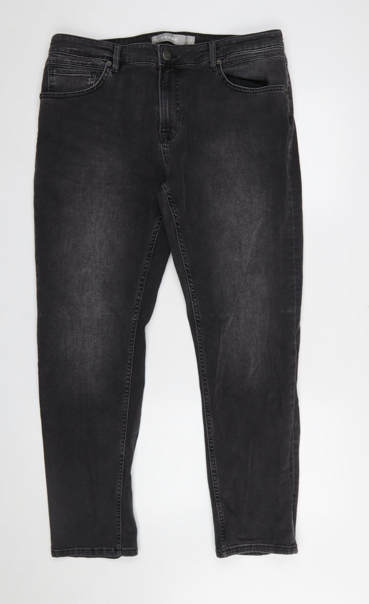 A-FRAME Men's Black Slim Fit Denim Jeans 38S