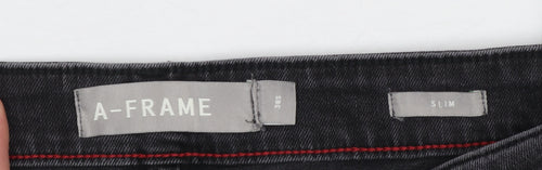 A-FRAME Men's Black Slim Fit Denim Jeans 38S