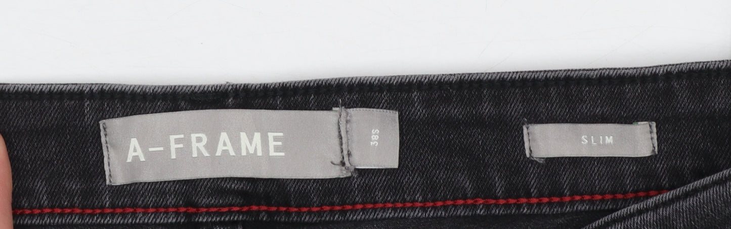 A-FRAME Men's Black Slim Fit Denim Jeans 38S