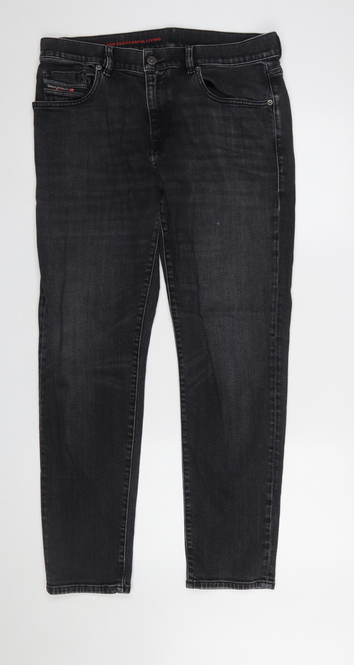 Diesel Mens Black Straight Fit Jeans Size 34 Regular Denim