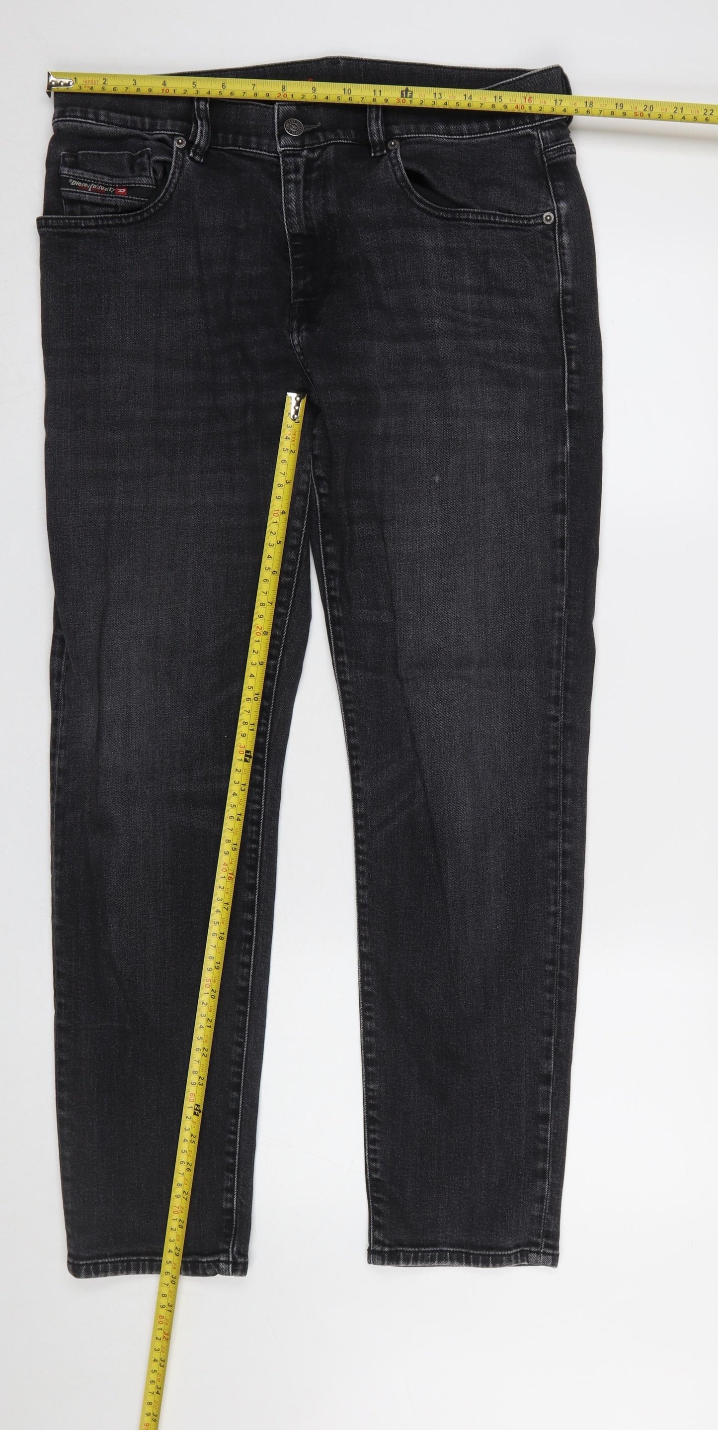 Diesel Mens Black Straight Fit Jeans Size 34 Regular Denim