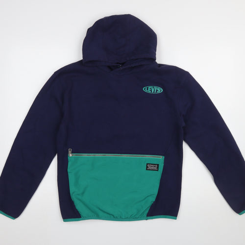 Levi's Boys Navy and Green Pullover Hoodie Size 14A 164cm Cotton Blend