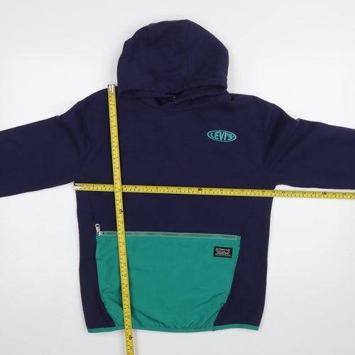 Levi's Boys Navy and Green Pullover Hoodie Size 14A 164cm Cotton Blend
