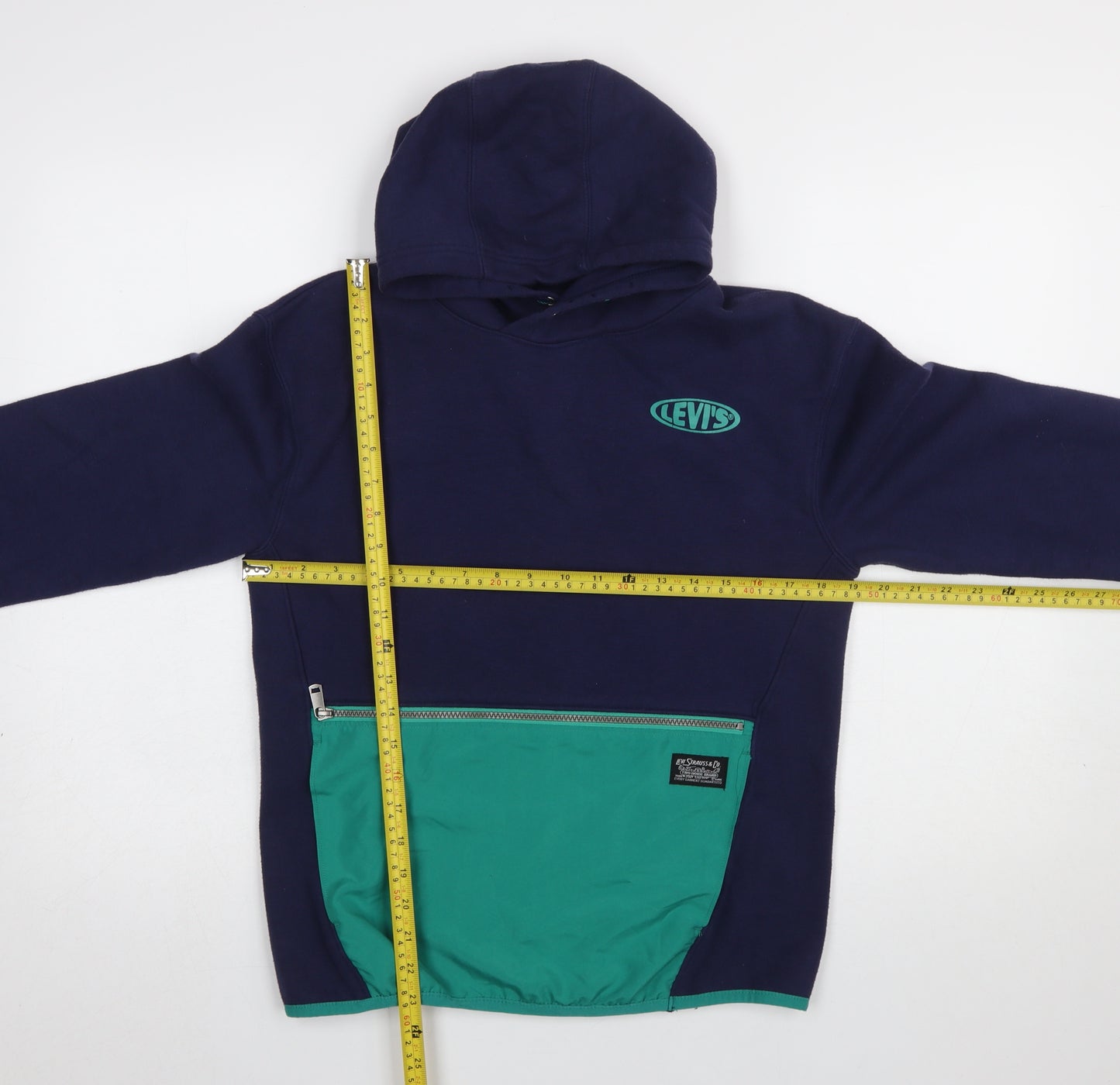 Levi's Boys Navy and Green Pullover Hoodie Size 14A 164cm Cotton Blend