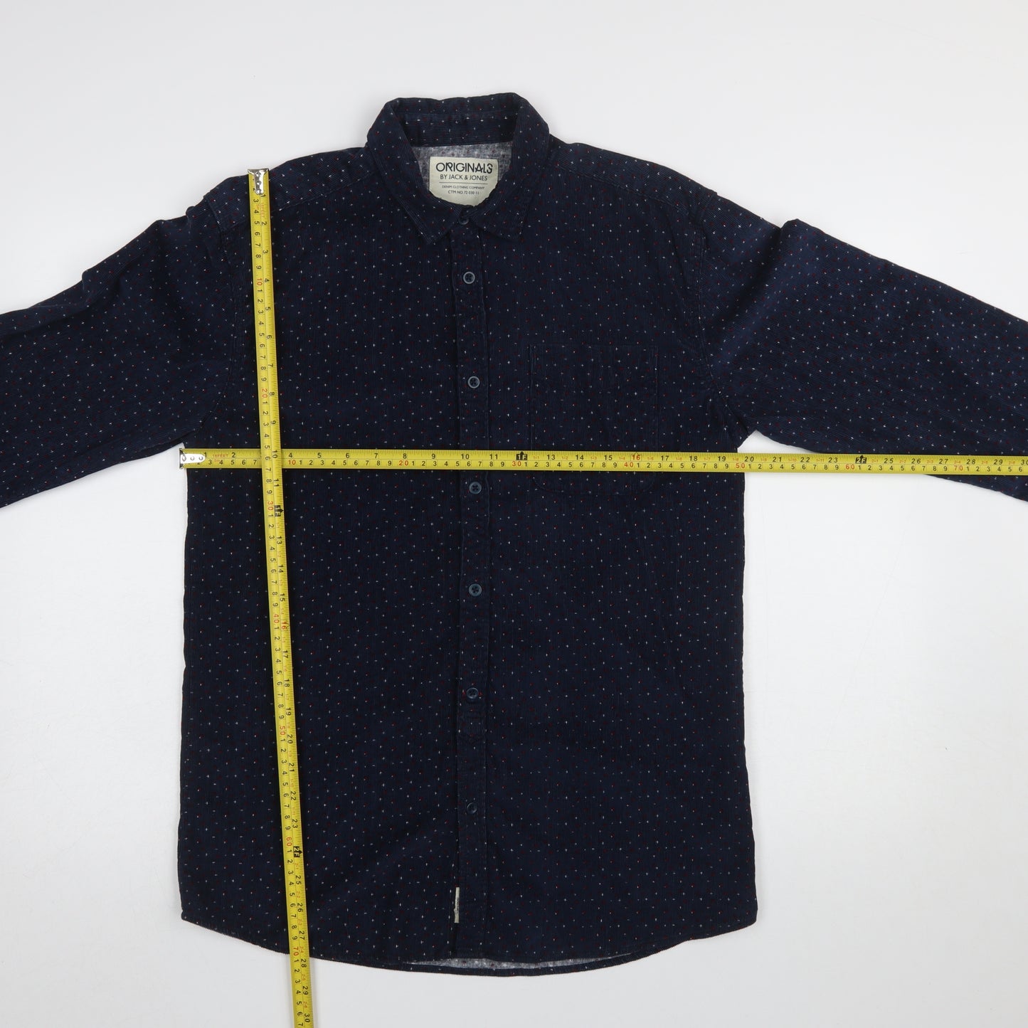Jack & Jones Men’s Blue Polka Dot Corduroy Button-Up Shirt Size M