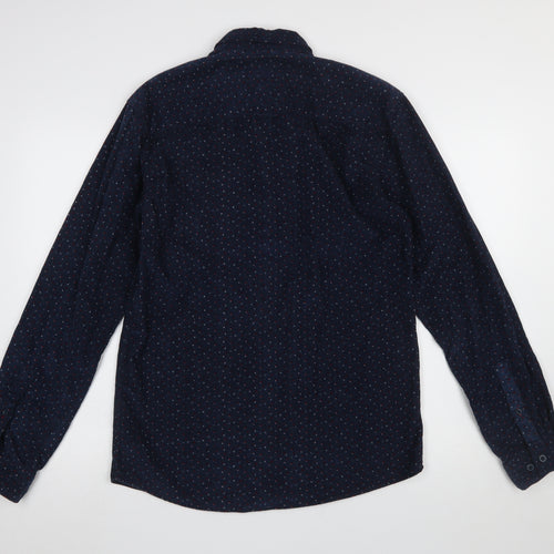Jack & Jones Men’s Blue Polka Dot Corduroy Button-Up Shirt Size M