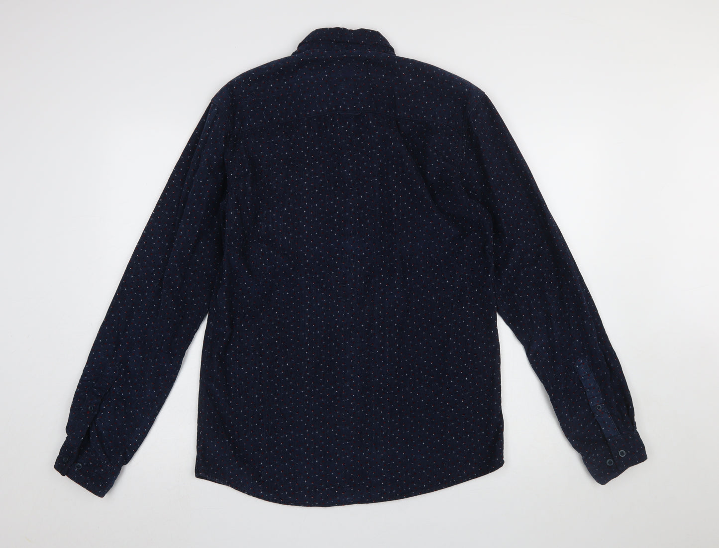 Jack & Jones Men’s Blue Polka Dot Corduroy Button-Up Shirt Size M