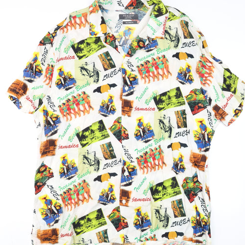 Primark Men's Multicoloured 3XL Relaxed Fit Tropical Button-Up Shirt