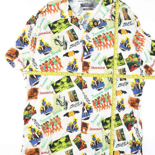 Primark Men's Multicoloured 3XL Relaxed Fit Tropical Button-Up Shirt
