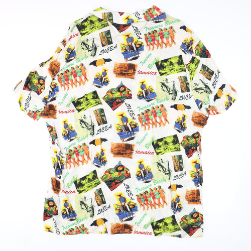 Primark Men's Multicoloured 3XL Relaxed Fit Tropical Button-Up Shirt