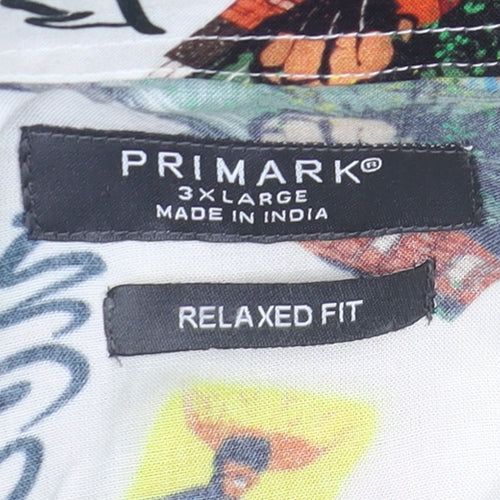 Primark Men's Multicoloured 3XL Relaxed Fit Tropical Button-Up Shirt