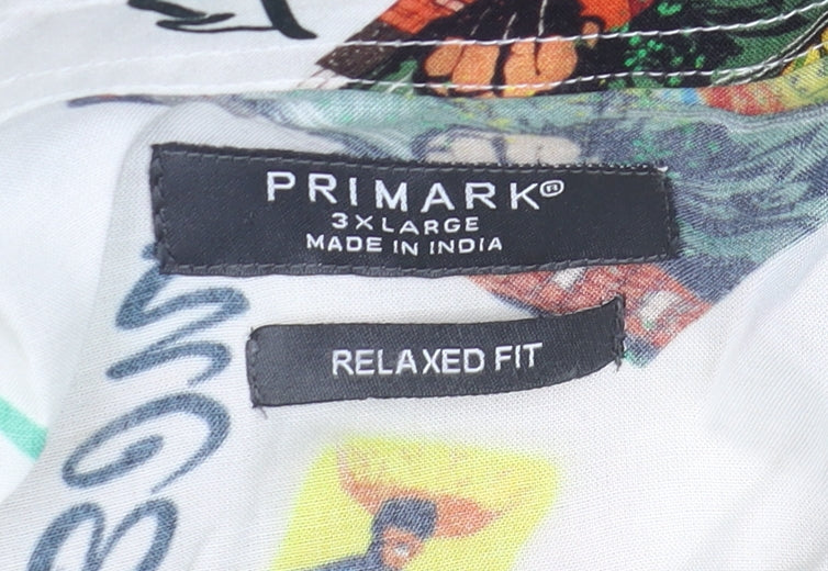 Primark Men's Multicoloured 3XL Relaxed Fit Tropical Button-Up Shirt