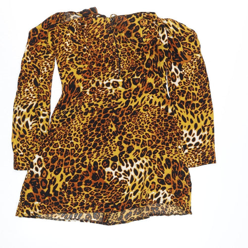 Missguided Women's Brown Leopard Print Wrap Blouse UK 10