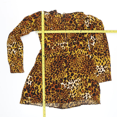 Missguided Women's Brown Leopard Print Wrap Blouse UK 10