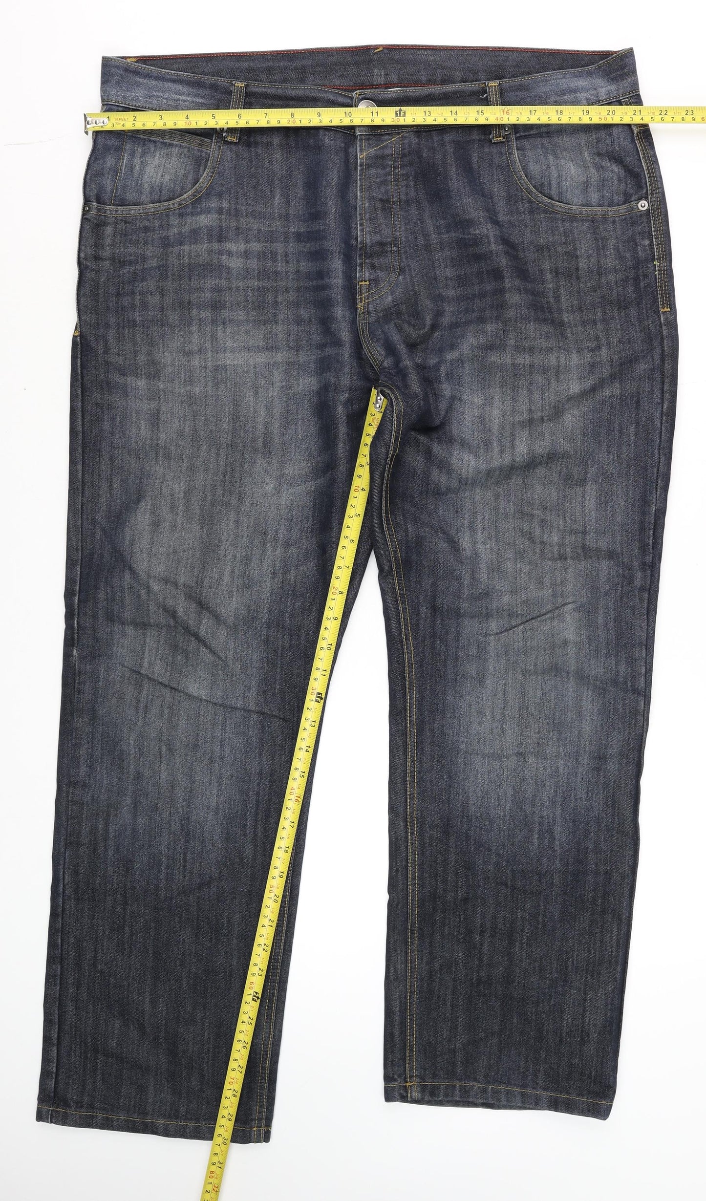 Dunnes Stores Men's Blue Straight Leg Jeans 40W 30L Dark Wash Denim
