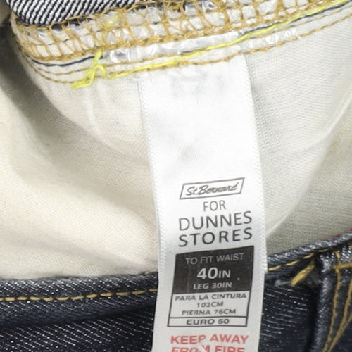 Dunnes Stores Men's Blue Straight Leg Jeans 40W 30L Dark Wash Denim