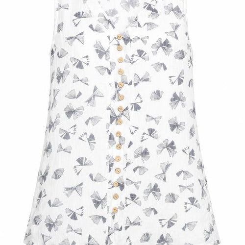 Roman Women’s White Floral Button Blouse Size 10 Sleeveless Top