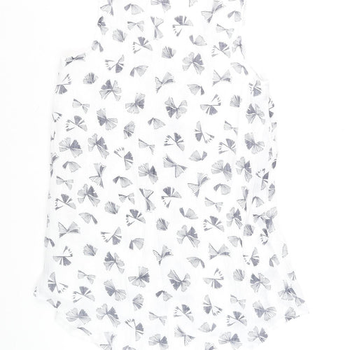 Roman Women’s White Floral Button Blouse Size 10 Sleeveless Top