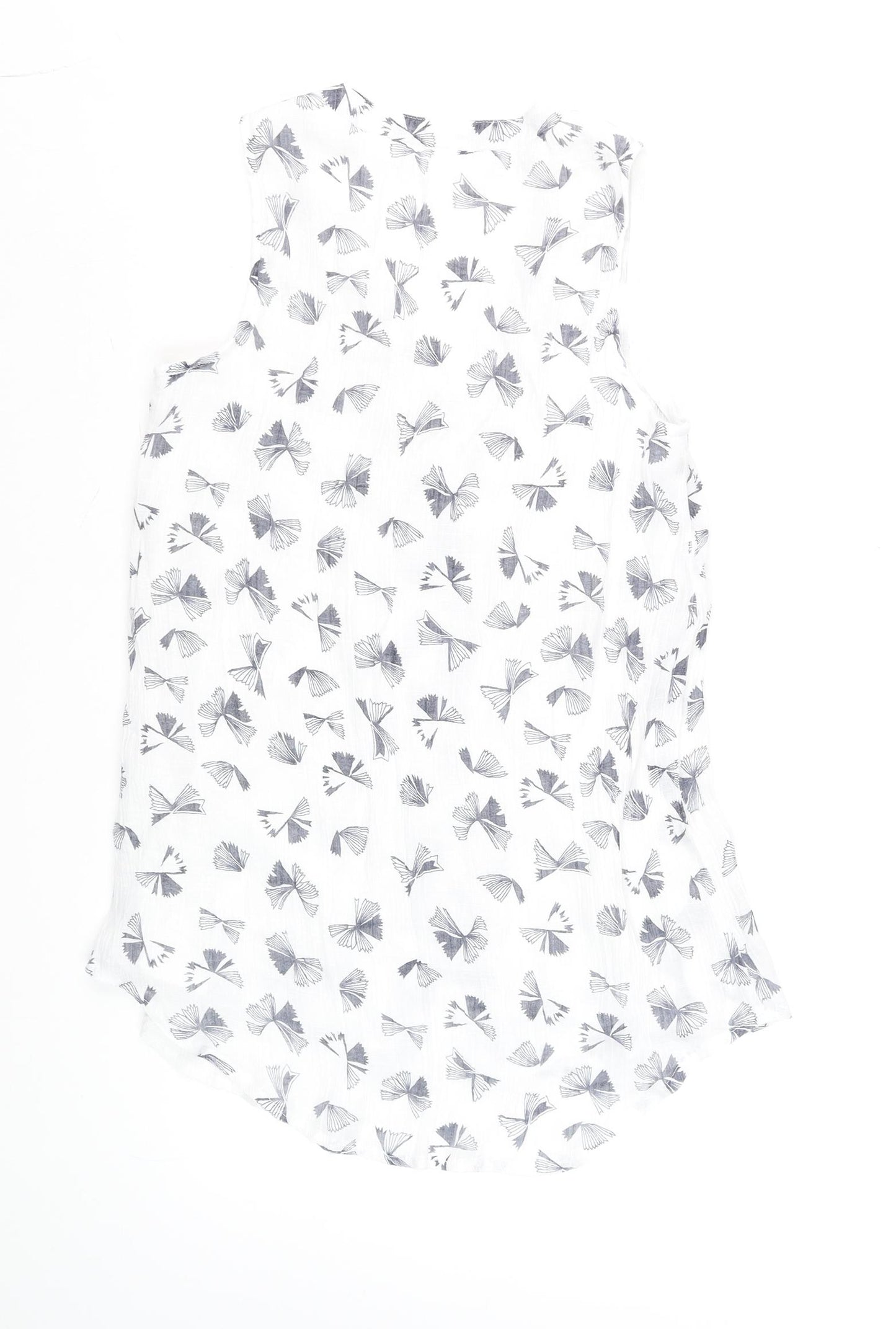Roman Women’s White Floral Button Blouse Size 10 Sleeveless Top