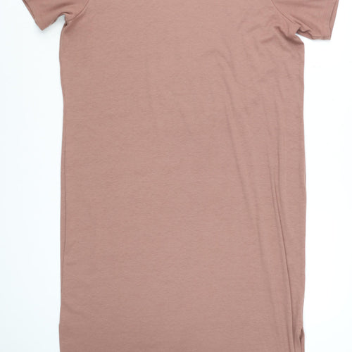 F&F Women Brown Short Sleeve Ribbed Midi T-Shirt Dress Size 10