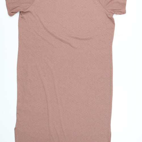 F&F Women Brown Short Sleeve Ribbed Midi T-Shirt Dress Size 10