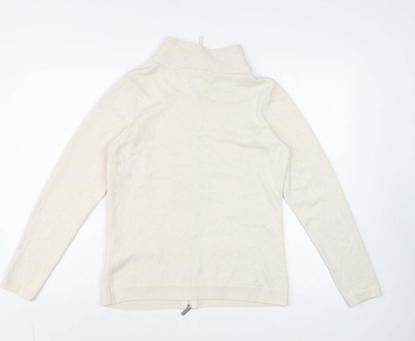 Olsen Womens Ivory Knit Full Zip Jacket Size 10 Regular Fit