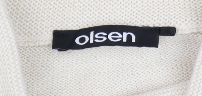 Olsen Womens Ivory Knit Full Zip Jacket Size 10 Regular Fit